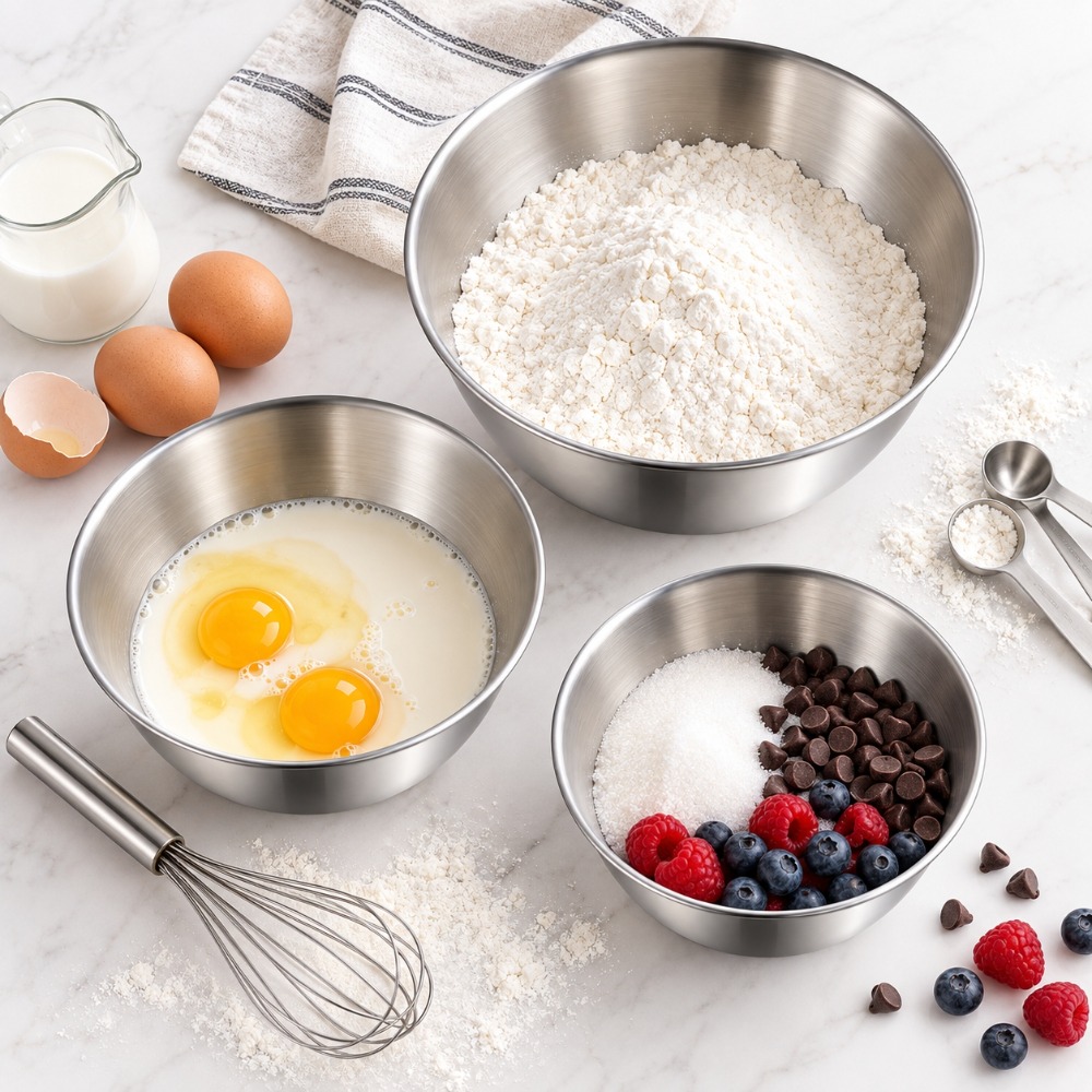 Baking Kitchen Set - مجموعة أوعية خلط من الفولاذ المقاوم