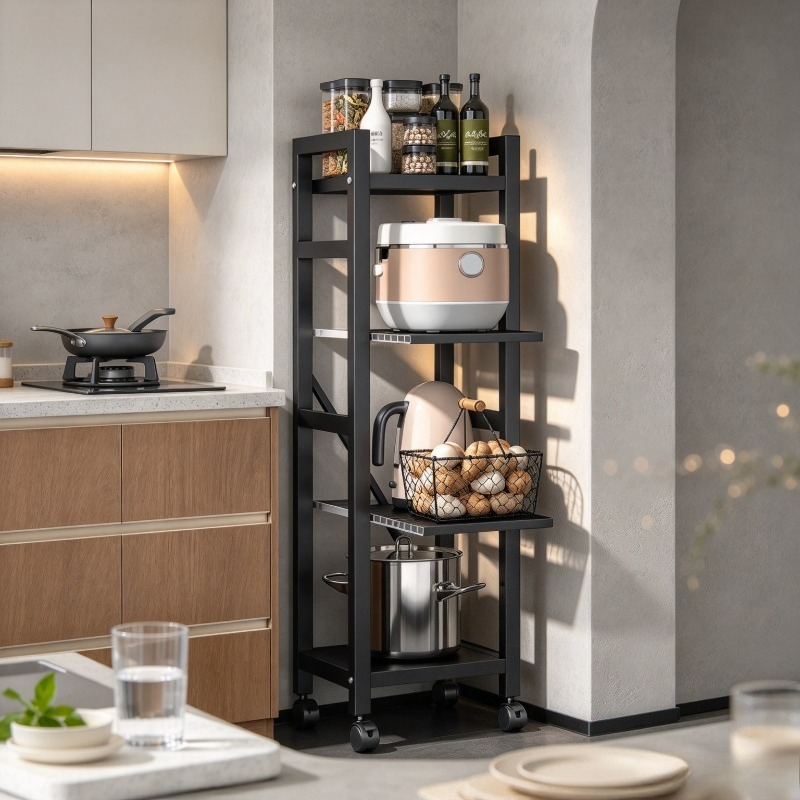 رف مطبخ قابل للسحب، رف أرضي لل - مراجعة Kitchen Baking Cart وسعره